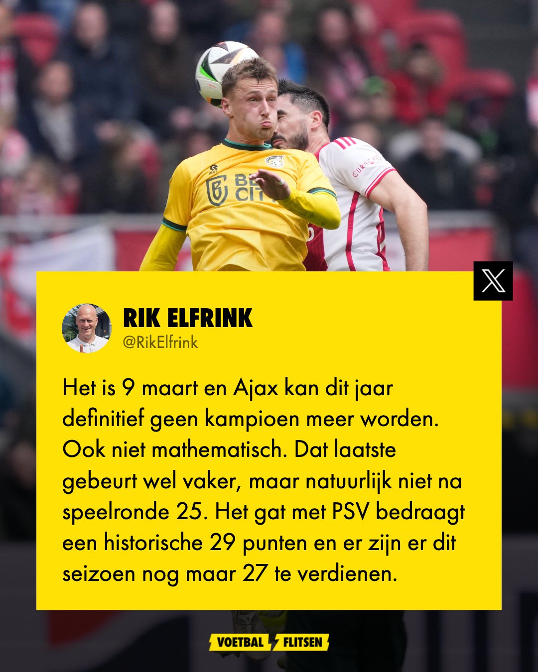 Ajax kan geen kampioen meer worden