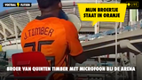 VIDEO: Quinten met microfoon bij de Johan Cruijff Arena: "Mijn broertje Jurrien staat in de basis"